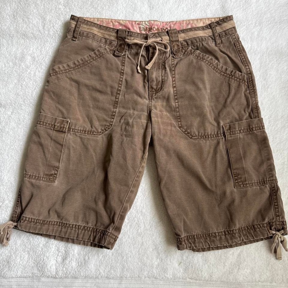 limited too brown cargo shorts with pink lining